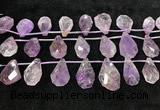 CTD2302 Top drilled 16*22mm - 25*35mm faceted nuggets amethyst beads