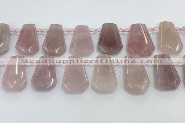 CTD2357 Top drilled 16*18mm - 20*30mm freeform Madagascar rose quartz beads