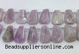 CTD2369 Top drilled 16*18mm - 20*30mm faceted freeform kunzite beads