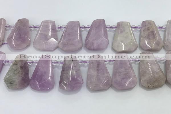 CTD2369 Top drilled 16*18mm - 20*30mm faceted freeform kunzite beads