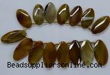 CTD2530 Top drilled 28*57mm faceted oval agate gemstone beads