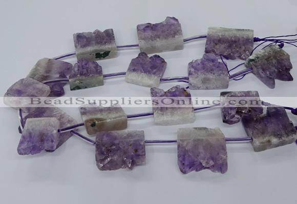 CTD2572 15.5 inches 28*30mm - 30*33mm freeform druzy amethyst beads