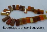 CTD2608 Top drilled 14*27mm - 16*42mm rectangle agate beads