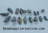 CTD2633 Top drilled 10*25mm - 20*45mm nuggets plated druzy quartz beads