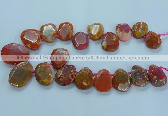 CTD2640 Top drilled 20*25mm - 30*40mm faceted freeform agate beads