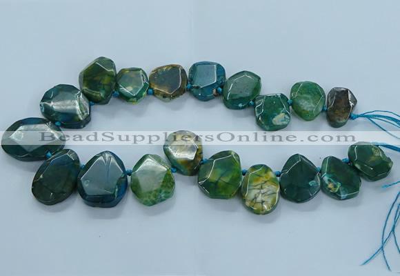 CTD2645 Top drilled 20*25mm - 30*40mm faceted freeform agate beads