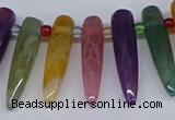 CTD2730 Top drilled 8*35mm bullet agate gemstone beads wholesale