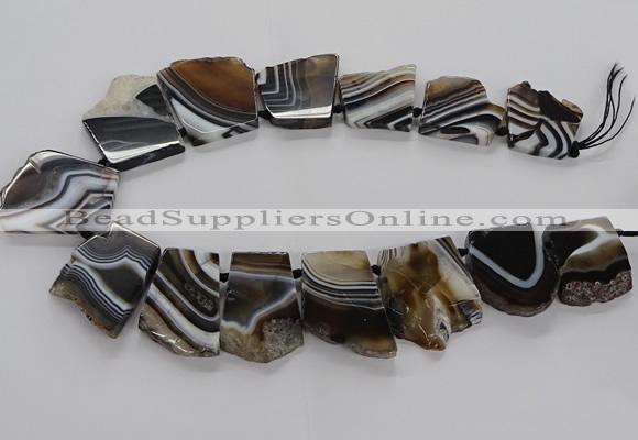 CTD2770 Top drilled 25*30mm - 35*40mm freeform line agate beads