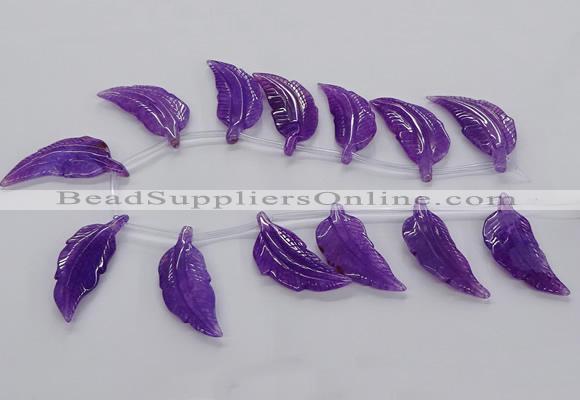 CTD2773 Top drilled 20*45mm - 25*55mm carved leaf agate beads