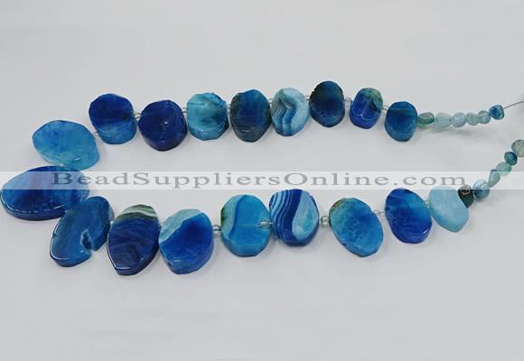 CTD2784 Top drilled 15*25mm - 25*40mm oval agate gemstone beads