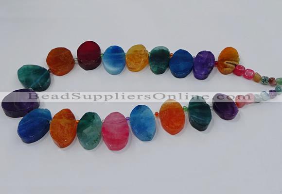 CTD2786 Top drilled 15*25mm - 25*40mm oval agate gemstone beads