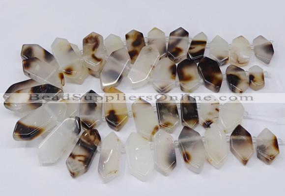 CTD2870 Top drilled 12*25mm - 18*45mm sticks Montana agate beads