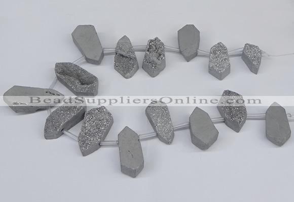 CTD2901 Top drilled 15*25mm - 25*55mm freeform plated druzy agate beads