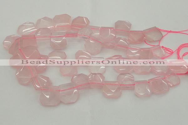 CTD314 Top drilled 15*18mm - 18*20mm faceted freeform rose quartz beads