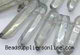 CTD3577 Top drilled 6*20mm - 8*45mm sticks plated white crystal beads