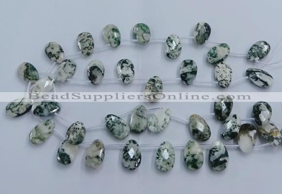 CTD3618 Top drilled 13*22mm briolette moss agate gemstone beads