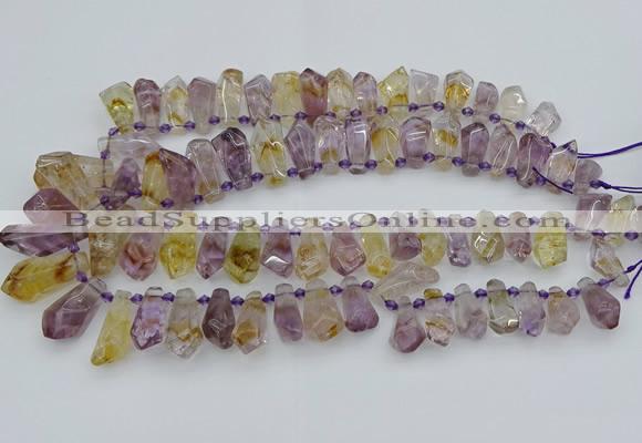 CTD3623 Top drilled 9*18mm - 16*30mm faceted nuggets ametrine beads