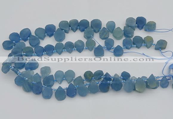 CTD3629 Top drilled 12*15mm - 15*18mm flat teardrop aquamarine beads