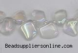 CTD3671 Top drilled 5*8mm - 10*14mm freeform plated white crystal beads