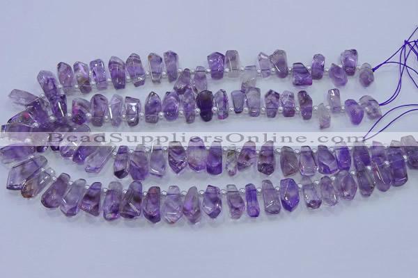 CTD3690 Top drilled 6*16mm - 10*25mm sticks amethyst beads