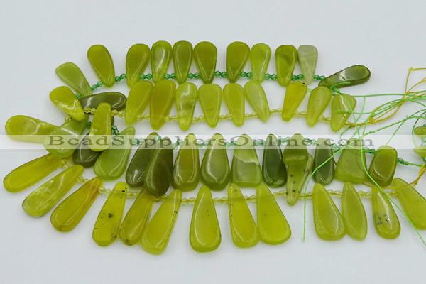 CTD3702 Top drilled 10*20mm - 15*45mm freeform Korean jade beads