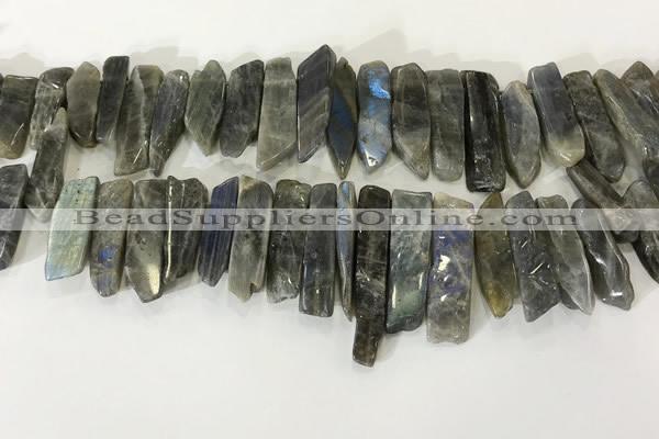 CTD3739 Top drilled 8*20mm - 10*50mm sticks labradorite beads