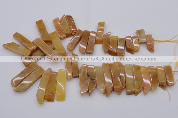 CTD374 Top drilled 10*20mm - 12*50mm wand yellow jade beads