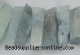 CTD394 Top drilled 8*18mm - 10*50mm wand aquamarine beads