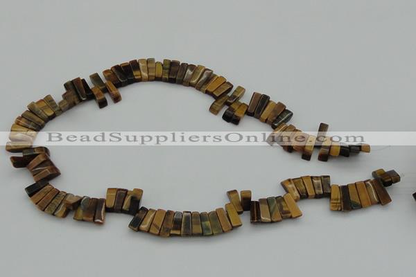 CTD402 Top drilled 4*15mm - 6*20mm sticks yellow tiger eye beads