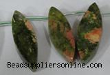 CTD42 Top drilled 10*25mm – 17*50mm marquise unakite gemstone beads