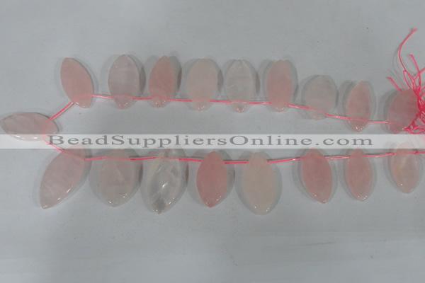 CTD47 Top drilled 12*23mm – 18*50mm marquise rose quartz beads