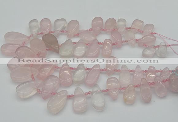 CTD480 Top drilled 10*22mm - 15*45mm freeform rose quartz beads