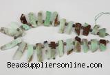 CTD640 Top drilled 10*25mm - 12*45mm wand australia chrysoprase beads