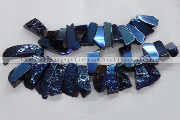 CTD747 Top drilled 15*25mm - 20*65mm freeform plated agate beads