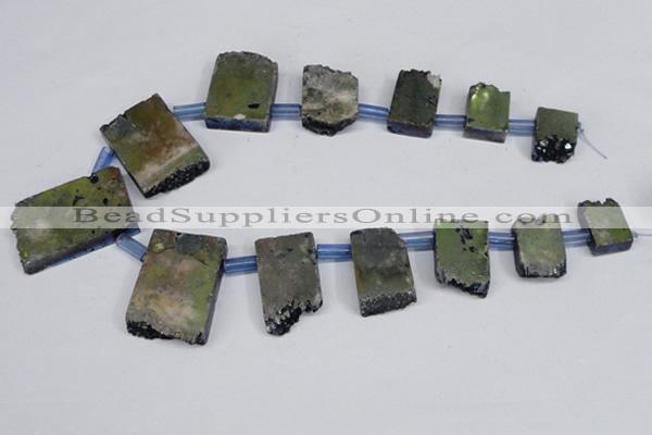 CTD756 Top drilled 15*25mm - 25*40mm freeform plated quartz beads