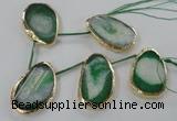 CTD774 30*45mm - 35*50mm freeform agate beads with brass setting