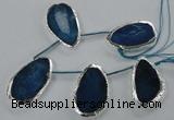 CTD775 30*45mm - 35*50mm freeform agate beads with brass setting