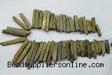 CTD832 15.5 inches 6*30mm - 8*65mm sticks plated agate beads