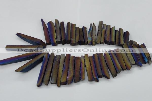 CTD834 15.5 inches 6*30mm - 8*65mm sticks plated agate beads