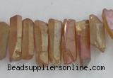 CTD911 Top drilled 5*15mm - 6*25mm wand plated quartz beads