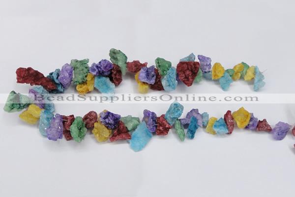 CTD981 Top drilled 10*15mm - 15*25mm nuggets plated druzy agate beads