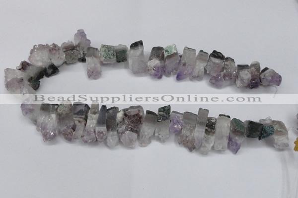 CTD995 Top drilled 10*15mm - 12*25mm sticks plated druzy amethyst beads