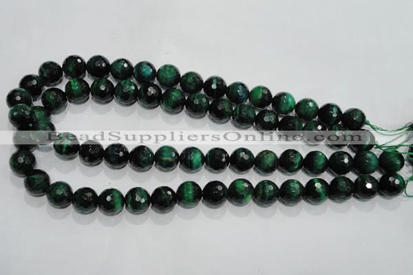 CTE1015 15.5 inches 12mm faceted round dyed green tiger eye beads