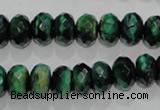 CTE1022 15.5 inches 6*10mm faceted rondelle dyed green tiger eye beads