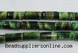 CTE1029 15.5 inches 6*12mm tube dyed green tiger eye beads wholesale