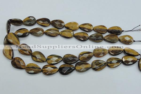 CTE111 15.5 inches 16*22mm faceted & flat teardrop yellow tiger eye beads