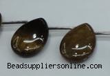 CTE126 18*25mm top-drilled flat teardrop yellow tiger eye beads wholesale