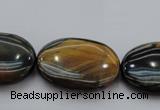 CTE1364 15.5 inches 15*20mm oval yellow & blue tiger eye beads