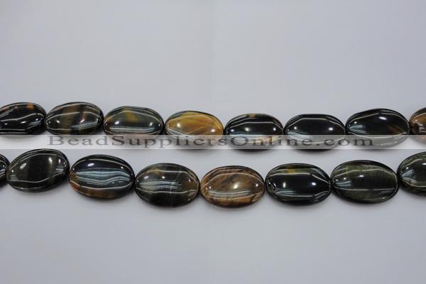 CTE1365 15.5 inches 18*25mm oval yellow & blue tiger eye beads