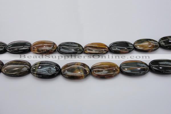 CTE1367 15.5 inches 25*35mm oval yellow & blue tiger eye beads